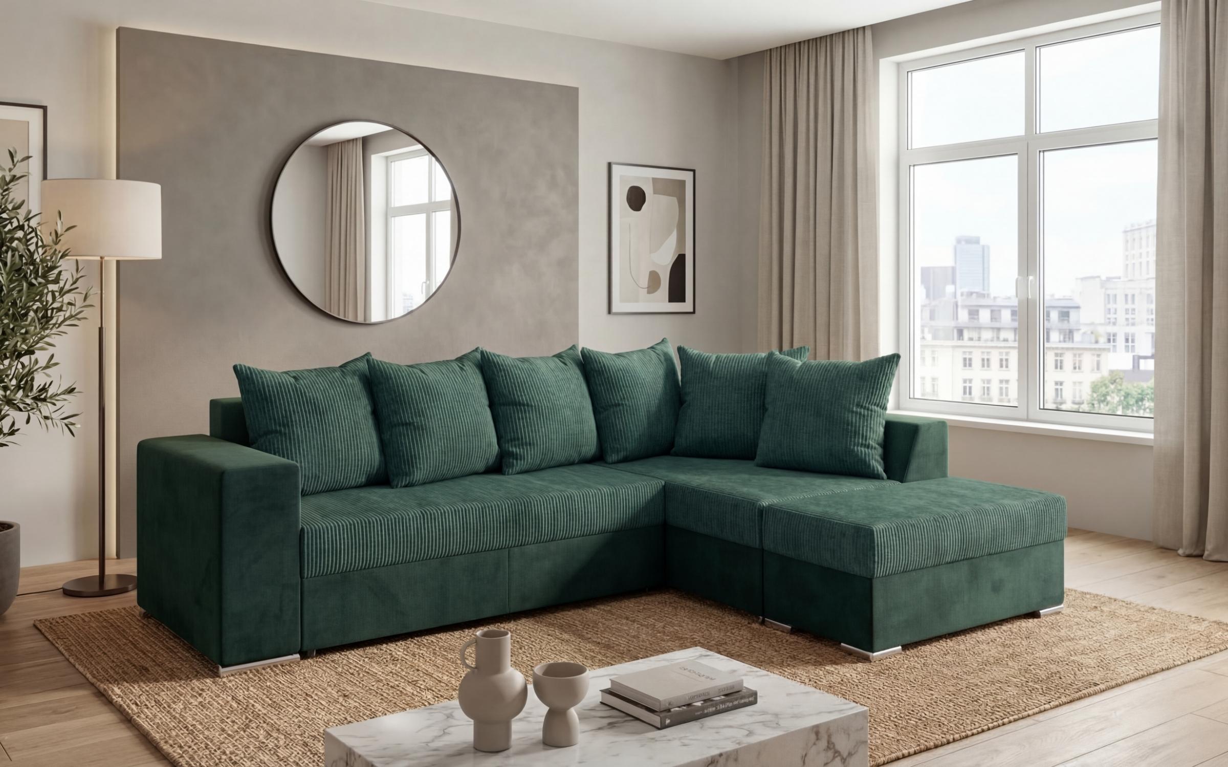 Extendable corner sofa + ottoman Londo, green  3